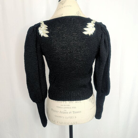 Vintage Melange II Knit Sweater Small Sequin Applique - Picture 5 of 8